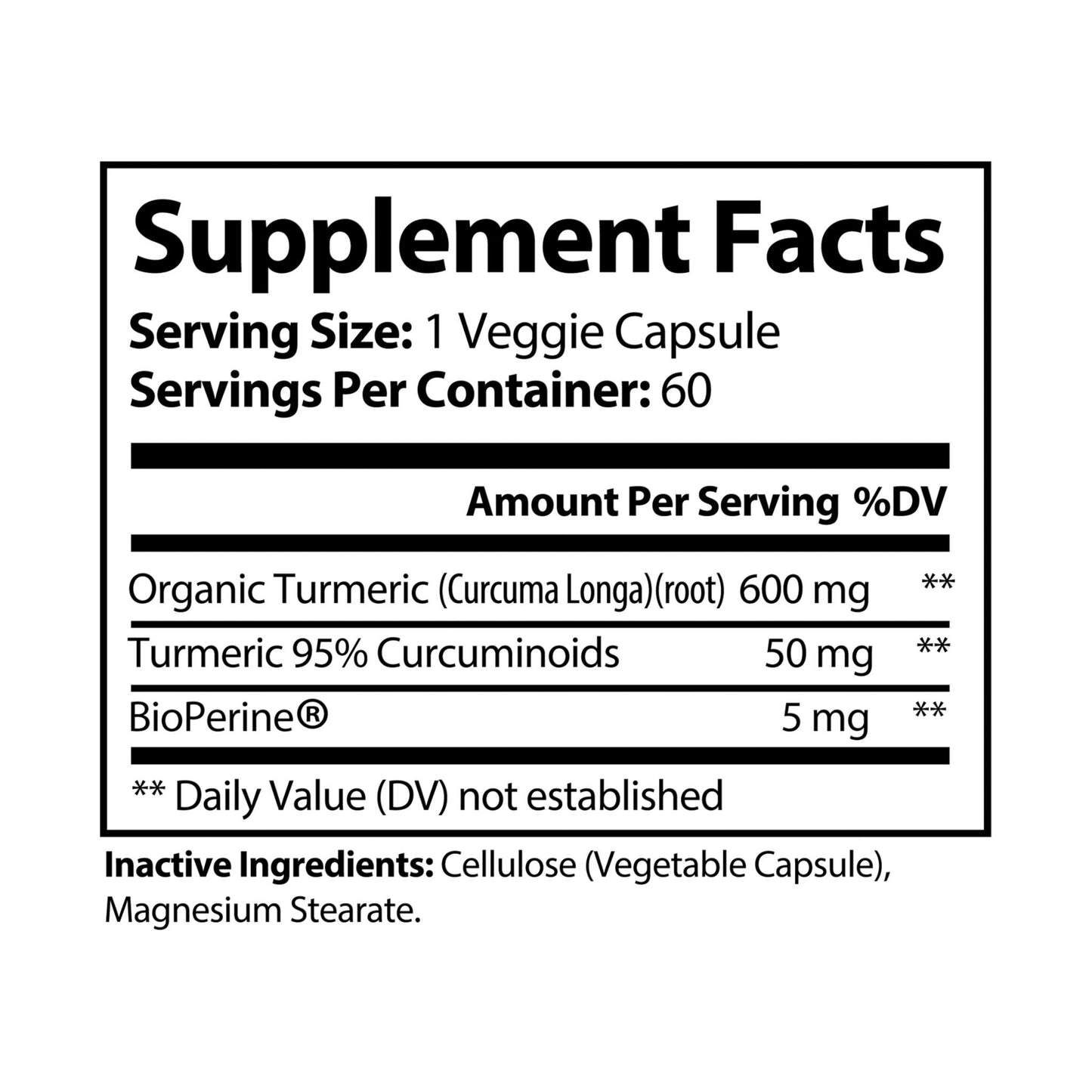 Turmeric & BioPerine® Recovery Support Supplement – Premium Antioxidant and Muscle Function Enhancer (60 Capsules)