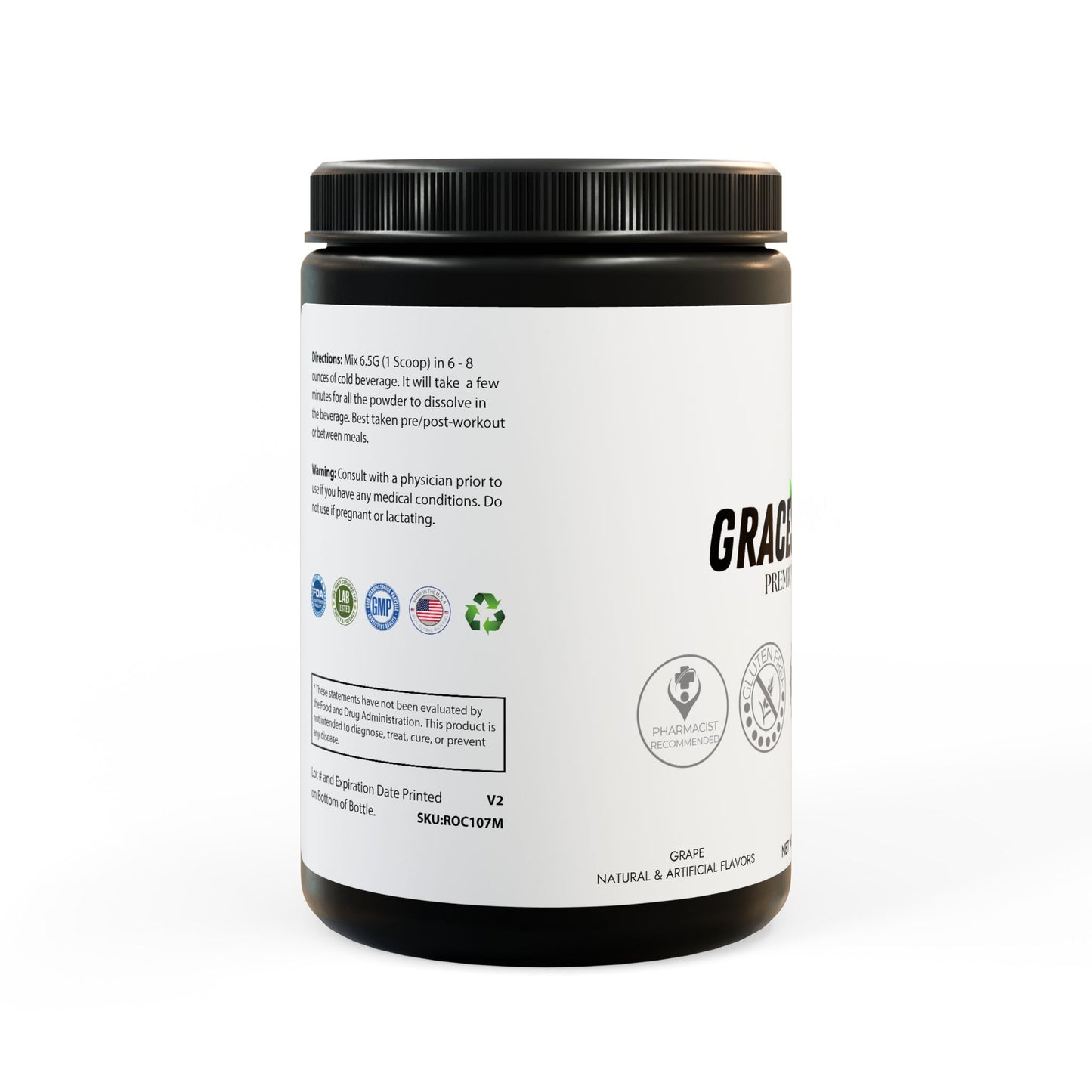 Morning Wine BCAA Supplement, Grape (325g, 11.46oz, 50 servings)